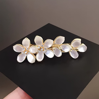 Pince à cheveux élégante de style coréen, pince à ressort haut de gamme pour femme, pince supérieure œil-de-chat de luxe léger, pince pour franges, pince pour cheveux mi-relevés