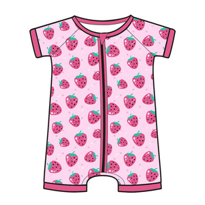 Personnalisé <span class=keywords><strong>Surf</strong></span> Plage Motif Infantile Combinaisons Vêtements Pyjamas Bio Bambou Viscose Bébé À Manches Courtes Barboteuses Filles Pyjamas - Product Image 4