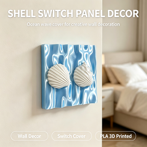 Décoration murale créative en forme d'étoile de mer imprimée en 3D pour interrupteur, en PLA écologique, style océanique, cadre de couverture d'interrupteur côtier - Product Image 5