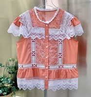 Nouvelles Blouses Tendance 2026 Style Été Femme Crochet Dentelle Broderie Patchwork Manches Courtes Blanc Orange Blouse Femme