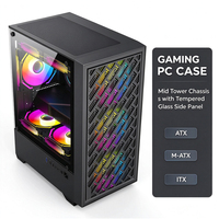 Boîtier PC Gaming Mid Tower Micro ATX avec panneau latéral en verre trempé, compatible ventilateurs RGB, vente en gros OEM