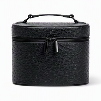 Sac de maquillage personnalisé KONCAI de luxe à motif d'autruche, sac cosmétique portable, organiseur de beauté de voyage avec miroir et plateau amovible