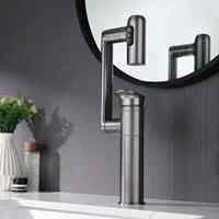 Robinet multifonctionnel moderne en cuivre gris anthracite pour eau chaude/froide, trois modes de pulvérisation, avec cartouche céramique pour lavabo de salle de bain