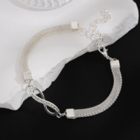 Bracelet chaîne et maillons en alliage à boucle infinie, unisexe, réglable, bijoux tendance pour homme et femme, cadeau d'anniversaire