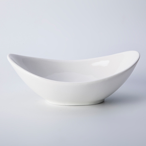 Vajilla de cerámica blanca Simple de alta calidad, vajilla de porcelana para ensalada, <span class=keywords><strong>tapas</strong></span>, plato de aperitivos, ensaladera en forma de barco ovalado Irregular - Product Image 2