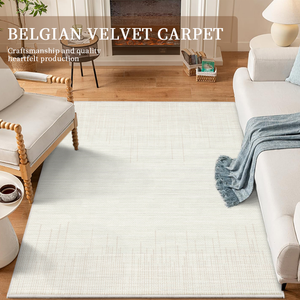 客厅地毯奶油色防滑底环绒地毯易于卧室清洁 - Product Image 2