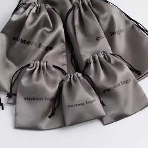 Popular Top Quality Custom Print Logo Pouch Candy Color Satin Cloth Drawstring Dust <b>Jewelry</b> <b>Storage</b> Bag - Product Image 1