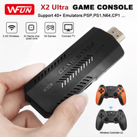Konsol Video Game X2 Ultra 128gb 4K Game Stick HD Retro dengan Kontroler Isi Ulang untuk PS1-PSP