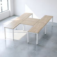 Bureau en H 300x210x75cm, Ensemble de bureaux 2 places, Partenaire de confiance pour la fourniture de bureaux longs et de grande taille, Table de bureau