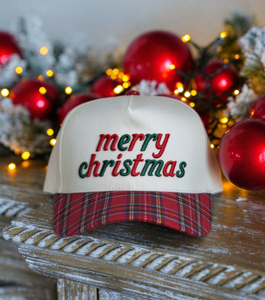 Cappellino da Baseball Ricamato '<span class=keywords><strong>Buon</strong></span> <span class=keywords><strong>Natale</strong></span>' con Visiera Tartan, Unisex, 6 Pannelli, in Cotone, Regolabile, per le Festività Natalizie - Product Image 1