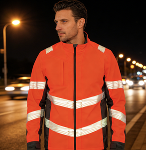 Veste Softshell légère 3 couches en polyester micro <span class=keywords><strong>polaire</strong></span> respirante, imperméable, <span class=keywords><strong>avec</strong></span> <span class=keywords><strong>bande</strong></span> réfléchissante, classe 3 ANSI - Product Image 1
