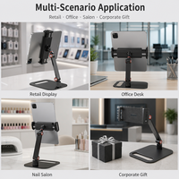 Support de tablette en aluminium OEM à moule privé 360° °   Support de bureau robuste réglable en hauteur (43-60 cm) et rotatif pour le bureau, vente en gros