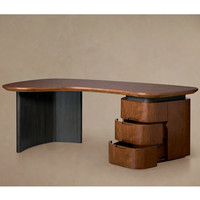 Bureau en bois courbé bio de luxe, style Mid-Century Modern, pour projets hôteliers, meuble sur mesure artisanal