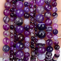 Perles en pierre naturelle à facettes agate violette pour la fabrication de bijoux perles rondes lâches bracelet à bricoler soi-même collier