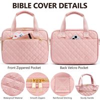 Funda para Biblia Grande para Mujer, Impermeable, de Poliéster, con Cierre de Cremallera, Diseño Acolchado, Correa para el Hombro, Regalo Cristiano de Pascua