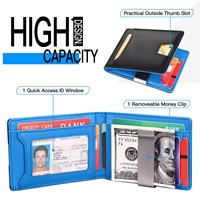 Dompet penyimpan kartu pria, klip uang kulit ramping kapasitas besar kustom dengan klip uang