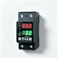 Protecteur de tension monophasé CA 2P, dispositif de protection contre les surtensions et les sous-tensions, affichage LCD, boîtier ignifuge PA66