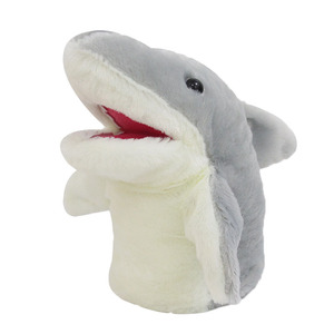 Peluche Requin à accrocher au bras, petite poupée main en peluche, <span class=keywords><strong>gants</strong></span>, bouche mobile, réconfortant pour apaiser bébés et enfants, rembourrage en coton PP - Product Image 1