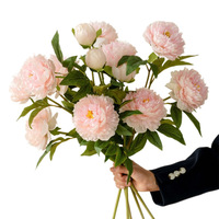 Bouquet de pivoines artificielles en soie - Décoration pour la fête des mères, mariage, maison - Rose, tige unique, toucher doux, arrangement floral hydratant
