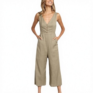 ชุดเซ็ตสองชิ้นสำหรับผู้หญิง ดีไซน์ทันสมัย เสื้อแขนกุดสีพื้นเรียบติดกระดุม กางเกงขายาวระดับข้อเท้ามีกระเป๋า สวมใส่สบาย ระบายอากาศได้ดี เหมาะสำหรับฤดูร้อน - Product Image 2