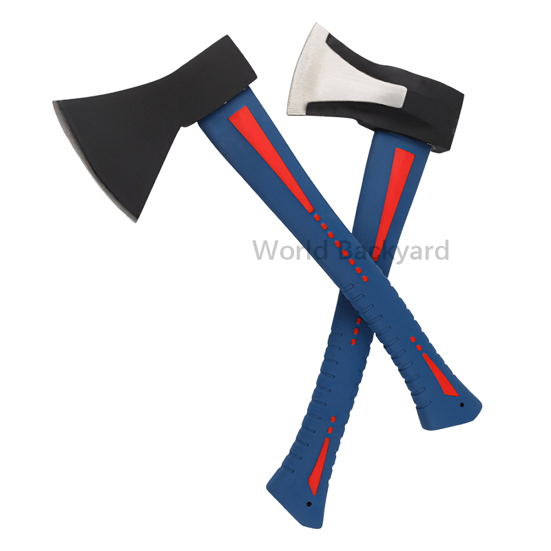 All-purpose flat back household axe with plastic-coating fiberglass handle hatchet for camping