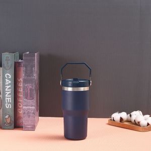 Gobelet isotherme sous vide 20oz 30oz avec poignée de transport pour voiture, couvercle, paille et base antidérapante pour café chaud - Product Image 3