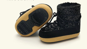 À la mode anti-dérapant paillettes <span class=keywords><strong>bottes</strong></span> courtes pour femmes enfants hiver chaud doublé polaire Midi hauteur Position supérieure <span class=keywords><strong>Ski</strong></span> espace thermique - Product Image 3