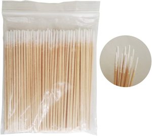 100 bastoncini di cotone a punta con manico in legno per trucco, igiene, uso medico, pulizia orecchie e gioielli - Product Image 2