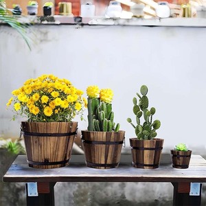 Bằng Gỗ Whiskey Thùng Trồng Mộc Mạc Hoa Trồng Chậu Container Cho Trong Nhà Ngoài Trời Vườn Nhà - Product Image 5
