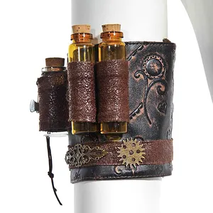 European and American medieval alchemy leather arm bracelet Witch Wizard Dark Magic Cork Potion Bottle Costume Accessory