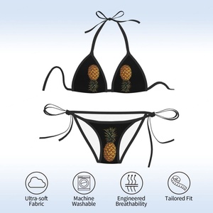 Traje de Baño Personalizado para Mujer, Diseño de Piña Invertida, Bikini de Dos Piezas con Tirantes Laterales, Conjunto de Ropa de Playa para Mujer - Product Image 2