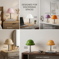 Lámpara de Noche Minimalista Recargable con 3 Colores Ajustables, Base de Hierro, Estilo Retro, Lámpara de Cristal con Forma de Hongo