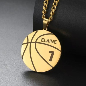 Wholesale Custom <b>Name</b> Gold Plated Basketball Pendant Necklace Unisex Hiphop <b>Chain</b> Stainless Steel Jewelry Everyday Wear - Product Image 4