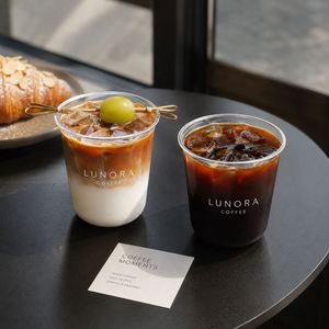Gobelets à café personnalisés jetables transparents pour boissons froides, gobelets à thé Boba en PET, gobelets en plastique en forme de U avec couvercles - Product Image 1