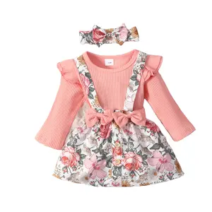 Baby Spring Newborn Clothes Long Sleeve Skirt Two-Piece Set Round Collar Boutique 0-18 Baby Clothes Sets