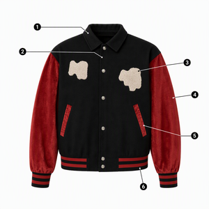 <b>Men's</b> Varsity Bomber <b>Jacket</b> Polyester Letterman Baseball Coat Contrast <b>Velvet</b> Sleeve Chenille Patch - Product Image 3
