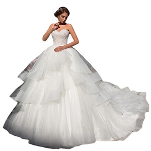 Wedding Dress Ball Gown Sweetheart Neckline High Waist White Polyester Fiber JM011 - Product Image 5