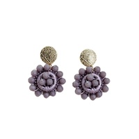 Boucles d'oreilles pendantes en acier inoxydable faites à la main avec perles et fleurs, boucles d'oreilles pendantes florales tissées pour femmes, cadeau de mode