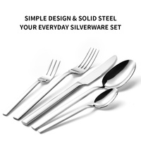 Ensemble de couverts modernes en acier inoxydable 410, manche carré martelé, finition miroir, luxe, pour hôtels et restaurants, vente en gros