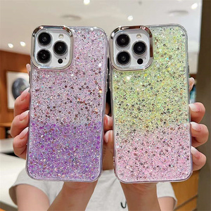 Mode deux couleurs dégradé paillettes Flash poudre époxy colle femmes <span class=keywords><strong>coque</strong></span> de téléphone pour <span class=keywords><strong>iPhone</strong></span> 16 15 14 13 12 <span class=keywords><strong>11</strong></span> <span class=keywords><strong>Pro</strong></span> Max couverture - Product Image 3