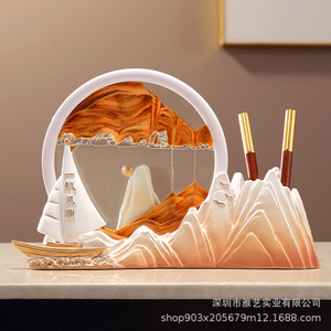 Bureau étude maison créative nouvelle entrée chinoise salon sables mouvants ornement porte-stylo en gros résine artisanat décoration - Product Image 1