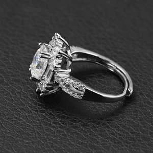 Anillo Ajustable con Halo de Moissanita Ovalada de 2CT 7*9mm, D VVS1, Chapado en Oro de 18K, Joyería de Boda para Mujer, Venta al Por Mayor, Personalizado - Product Image 2
