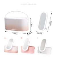 Trousse de Maquillage Portable avec Miroir LED, Boîte de Rangement Cosmétique Lumineuse, Sac de Voyage Organisateur de Coiffure pour Femmes, Kit de Beauté