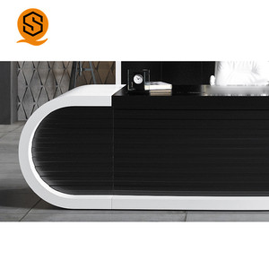 โต๊ะคอมพิวเตอร์ซีอีโอพร้อมลิ้นชัก,โต๊ะเขียนหนังสือสำนักงานบ้านครึ่งวงกลมอะคริลิคหรูหรา - Product Image 6