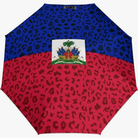 Paraguas con Diseño de Bandera Nacional de Haití y EE. UU., Resistente al Agua y al Sol, con Estampado Temático, Totalmente Automático