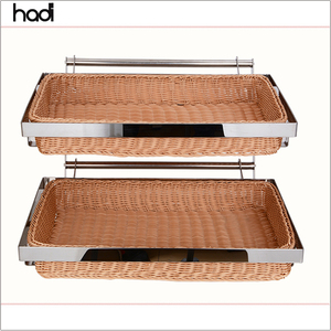Guangzhou hadi attrezzature per catering all'ingrosso espositore a 2 livelli cestino per pane cestino per pane arabo <span class=keywords><strong>in</strong></span> <span class=keywords><strong>acciaio</strong></span> inossidabile per buffet - Product Image 3