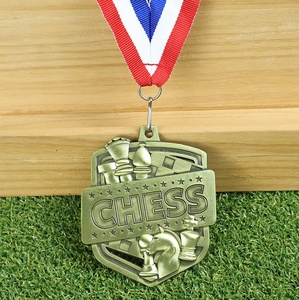 Medaglia per Competizioni di Scacchi Oro Argento Bronzo 123° Posto Premio Scuola Club Rilievo in Fusione Pressionata Logo Personalizzato Vendita all'Ingrosso - Product Image 2