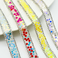 Ruban de garniture à sequins et strass perlés en cristal, design personnalisé, pour accessoires vestimentaires