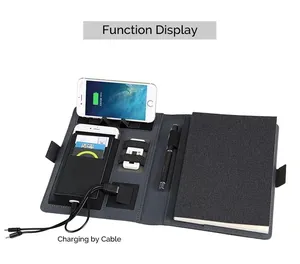 Batterie externe à charge sans fil haute vitesse, accessoire promotionnel pour ordinateur portable, avec couverture en cuir de qualité pour les managers - Product Image 2