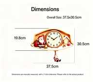 Jam Dinding 3D Santa Claus MDF Jarum Pendulum Berayun Permen Natal Rusa Kutub Tahan Air Dekorasi Ruang Tamu Kartun